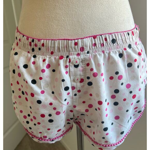 Victoria's Secret Long Sleeve White Pink Black Dots Cotton Pajama Shorts Set S - Picture 8 of 14